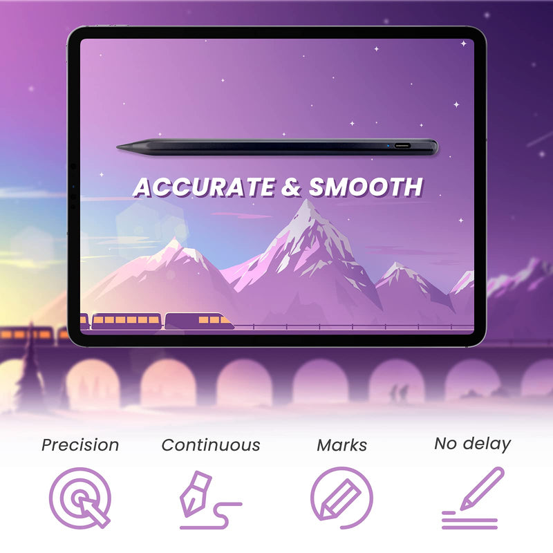 2021 Active Stylus Pen for Apple iPad 2nd Generation Pencil Compatible with iPad Pro 12.9 Inch 11 Inch,iPad 10.2" 8/7 Gen,iPad Air 4th Gen Digital Fine Point Pencil Stylus for iPad(2018-2021) Black