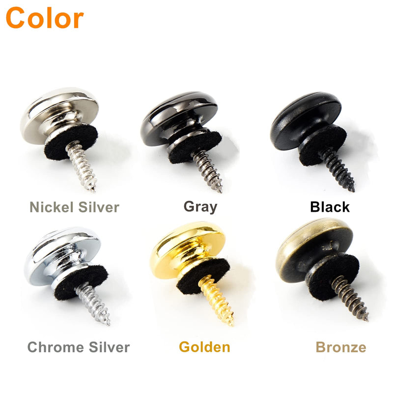 Miwayer Guitar Strap Locks Metal Strap Retainer System Straplock Guitar Strap Buttons with Strap Blocks for Acoustic Electric Guitar, Bass, Ukulele (Black 2 PCS) Black 2 PCS