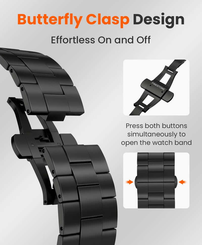 Titanium Band for Apple Watch Ultra 3/2/1 49mm Series 11/10 46mm | Grade 5 Titanium Apple Watch Band, Anti-Scratch DLC Coating, Micro-Adjust Link, 22mm Classic Metal Bands for Men Gift-CRNS03 CRNS03 | Black