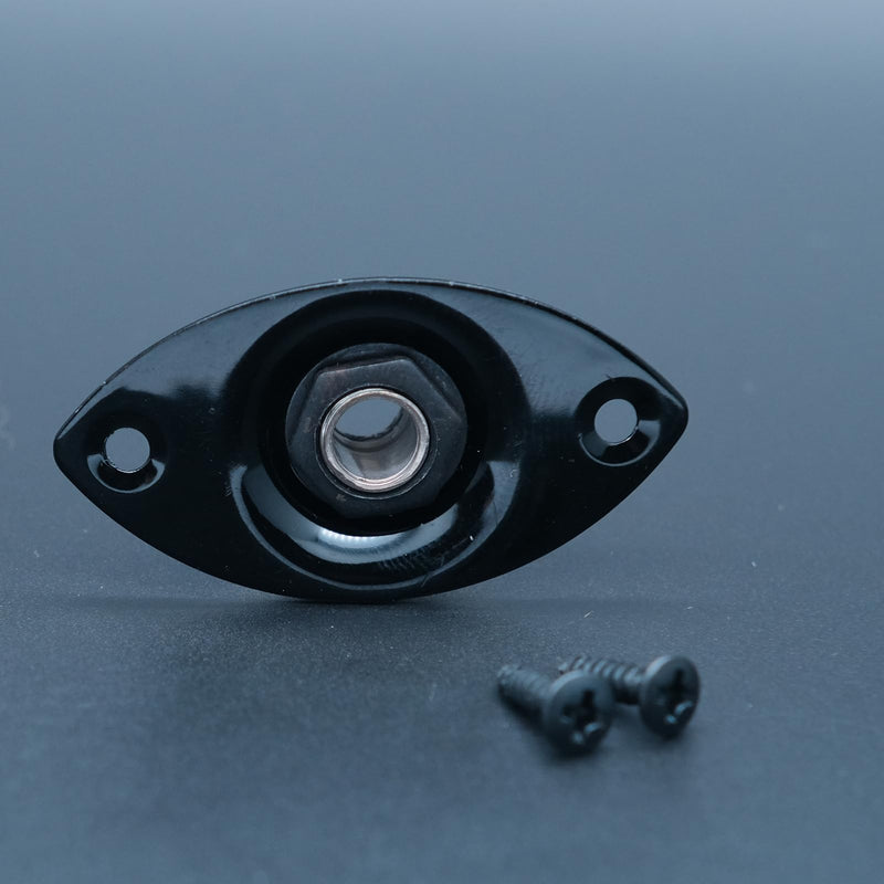 Metal 1/4" Oval Guitar Input Jack Output Plate Jackplate Socket for Fender Strat Tele (Black) Black