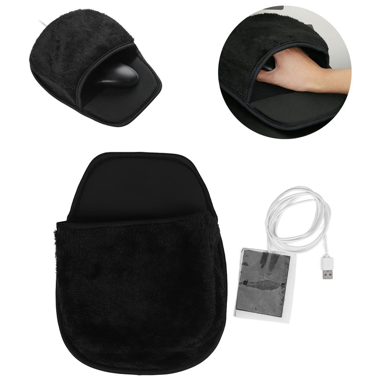 Hand Warmer Mouse Pad, Heated Mouse Pad Office Mousepad USB Heated Computer Mouse Pad Hand Warmers Hand Warmer Roomy Hand Warming Mouse Pad Desk Accessories for Men Women Heating Mouse Pads (Black) Black