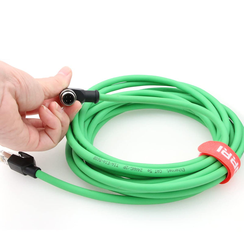Right Angle M12 4pin D-Code Male to RJ45 Waterproof Ethernet Shielded Cat5E Cable for SMC Ex260 to Ethernet IP Automation Network 5M Elbow 4Pin