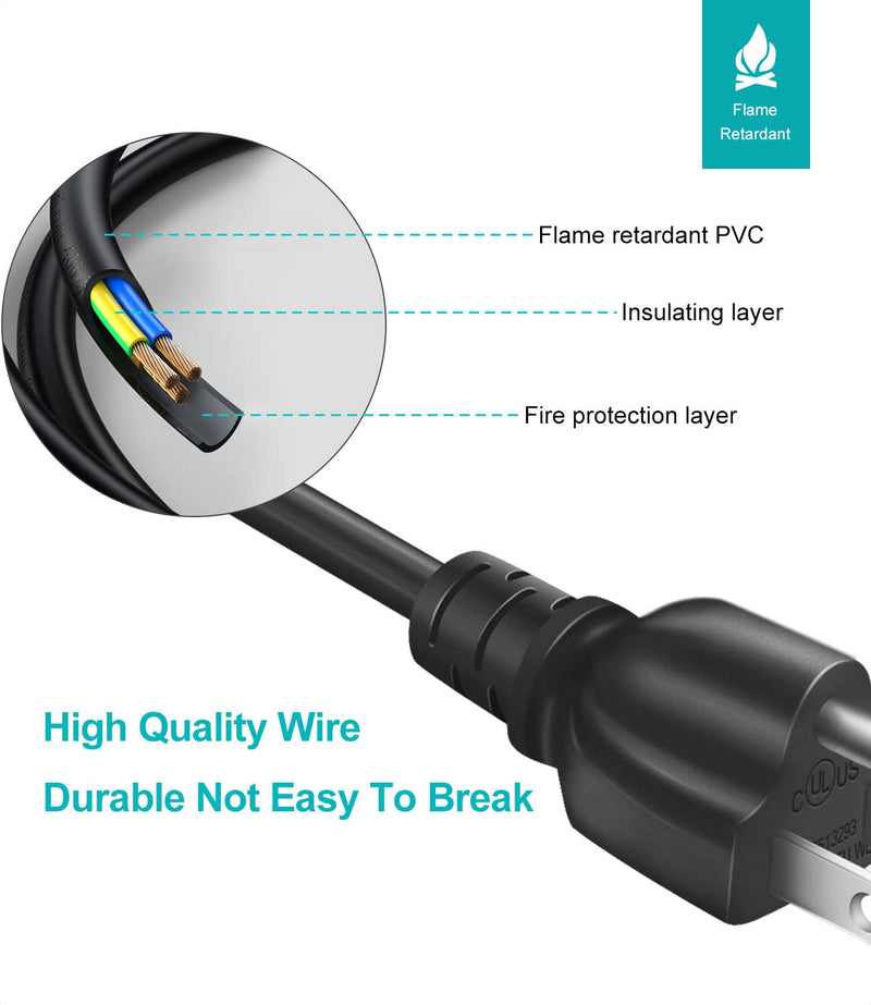 [AUSTRALIA] - Universal 3-Prong AC Power Cable for Computer, TV, Monitor & More, 6 Feet (1.82 Meters), Black 