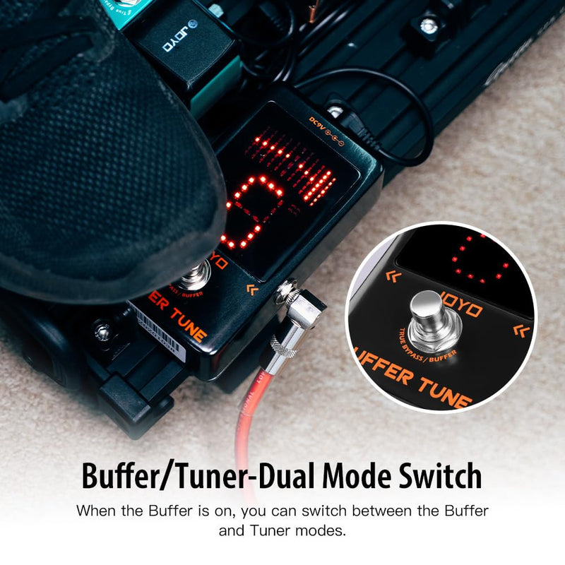 JOYO Buffer Tuner Pedal Built-in Buffer with Accurate Tuning and LED Screen for Electric Bass Guitar Effects (Buffer Tune JF-19) Buffer,Tuner Black