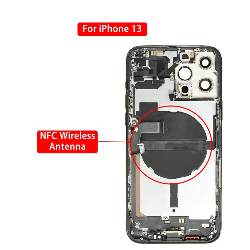 NFC Wireless Chip Antenna for iPhone 13 (6.1 inches) - Charging Coil QI Signal Pad with Power Volume Button Flex and Metal Bracket Pre-Installed
