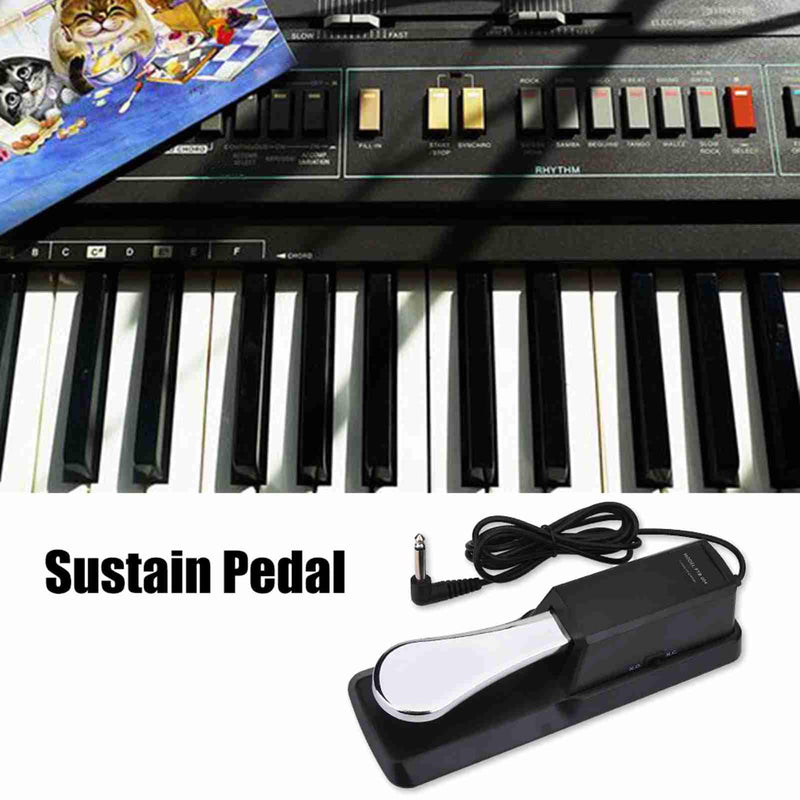 Sustain Pedal, 1/ 4in Jack Digital Piano Foot Pedal Mat for Electronic Organ, Electric Piano, Synthesizer, Midi Keyboard