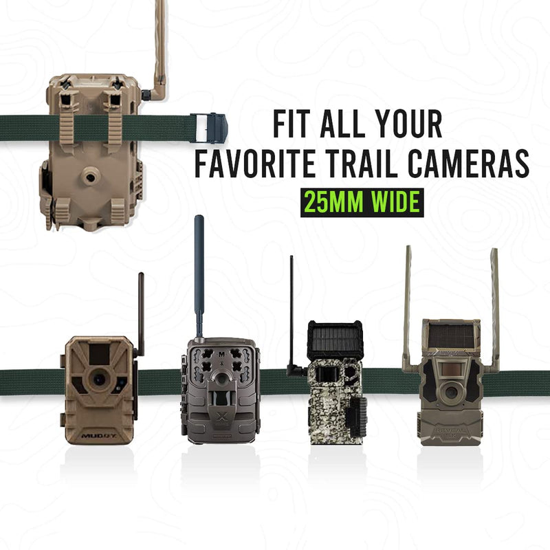 Trail Camera Straps, Upperosey Game Cam Mounting Strap with Long-Lasting Alloy Buckle, Nylon Fiber Strap for Wildlife Trial Camera Accessory, Deer Camera Tree Belts, 25mm Width* 6 ft. Long (2 Packs) 2 Packs