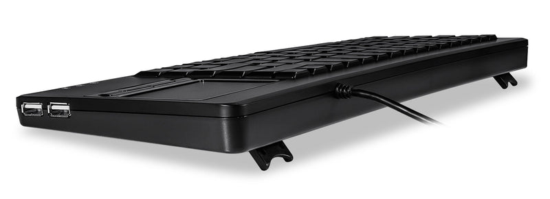 Perixx PERIBOARD-315H, Wired USB Backlit Keyboard with Touchpad and 2 USB Ports, Black (10917)
