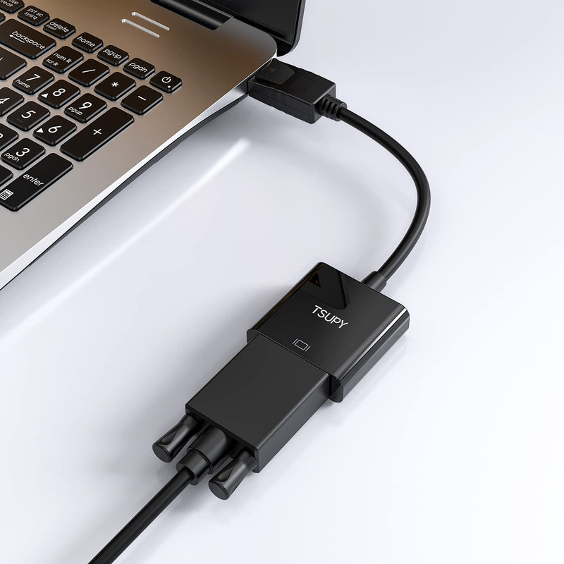 DisplayPort to VGA Adapter, TSUPY DP to VGA Converter Display Port Male to VGA Female Gold Plated Adapters Compatible with Computer,Laptop,Monitor,Projector,HDTV and More