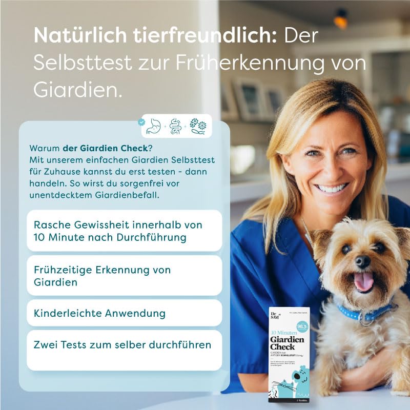 [AUSTRALIA] - Dr. Sam Giardien Rapid Test for Dogs and Cats - Includes Veterinarian Advice, 2 Giardia Tests for Home, for Intestinal Parasites and Diarrhoea, Fast Result and High Reliability 2er Set 