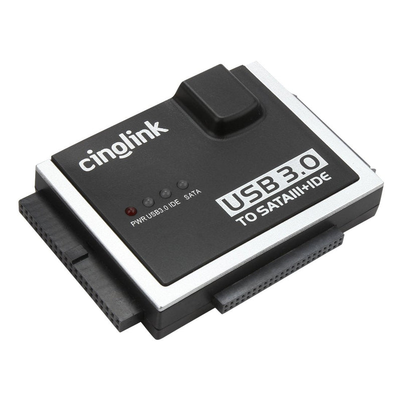 Cinolink SATA IDE to USB 3.0 Adapter for Universal 2.5"/3.5" Inch IDE and SATA External HDD/SSD with 12V 2A Power Adapter Black