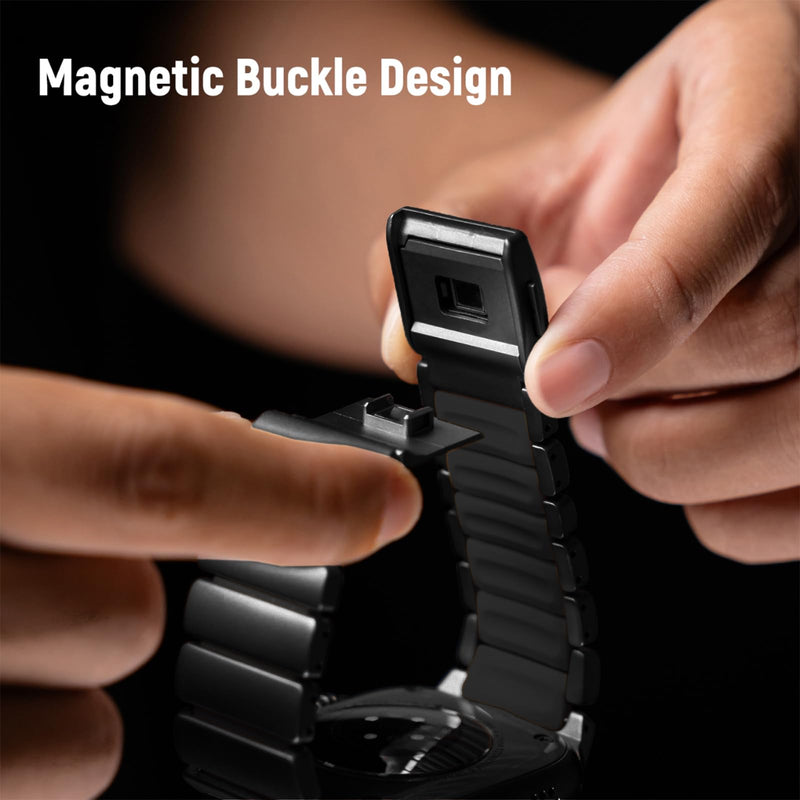 Magnetic Titanium Band Compatible with Apple Watch Ultra 3/2/1 Band 49mm Series 11 10 46mm 45mm 44mm 42mm SE 3/2/1 9 8 7 6 5 4,Luxury Silicone Dual-Layer Link For iwatch Men Women Black 49mm/46mm/45mm/44mm/42mm(Series 3 2 1)