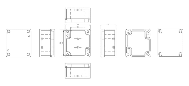 Blanko Module Enclosure, Universal Housing Made of ABS Plastic with Transparent Lid, Multi-Purpose Housing with Mounting Points for Circuit Boards, IP 65 Protection Class, L x W x H 64 x 58 x 35 mm, 64*58*35 mm