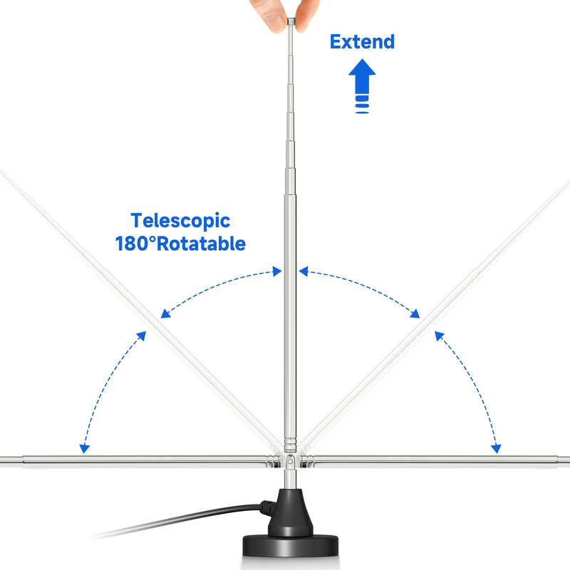 [AUSTRALIA] - Bingfu Strong Magnetic Base FM Radio Antenna Telecopic for Pioneer Onkyo Yamaha Marantz Sherwood Indoor Digital HD FM Radio Bluetooth Home Stereo Receiver AV Audio Video Home Theater Tuner 