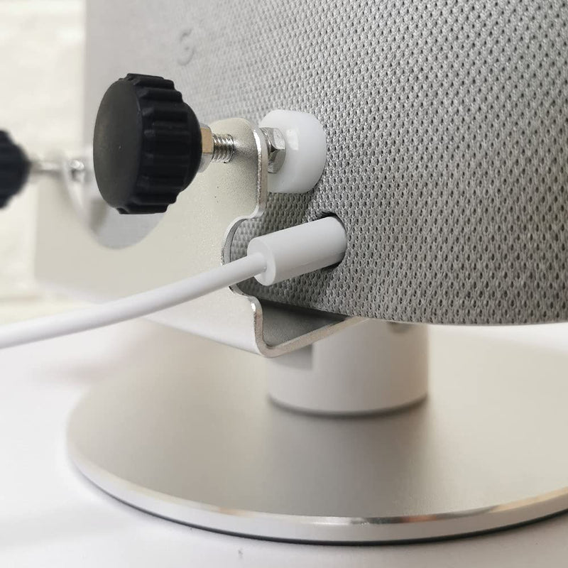 [AUSTRALIA] - Adjustable Aluminum Swivel Stand for Google Nest Hub Max - 360° Horizontal Rotation, ±30° Tilt, Non-Slip Silicone Pads, Easy Installation, Universal Compatibility, Durable & chassis Metal Design silver 