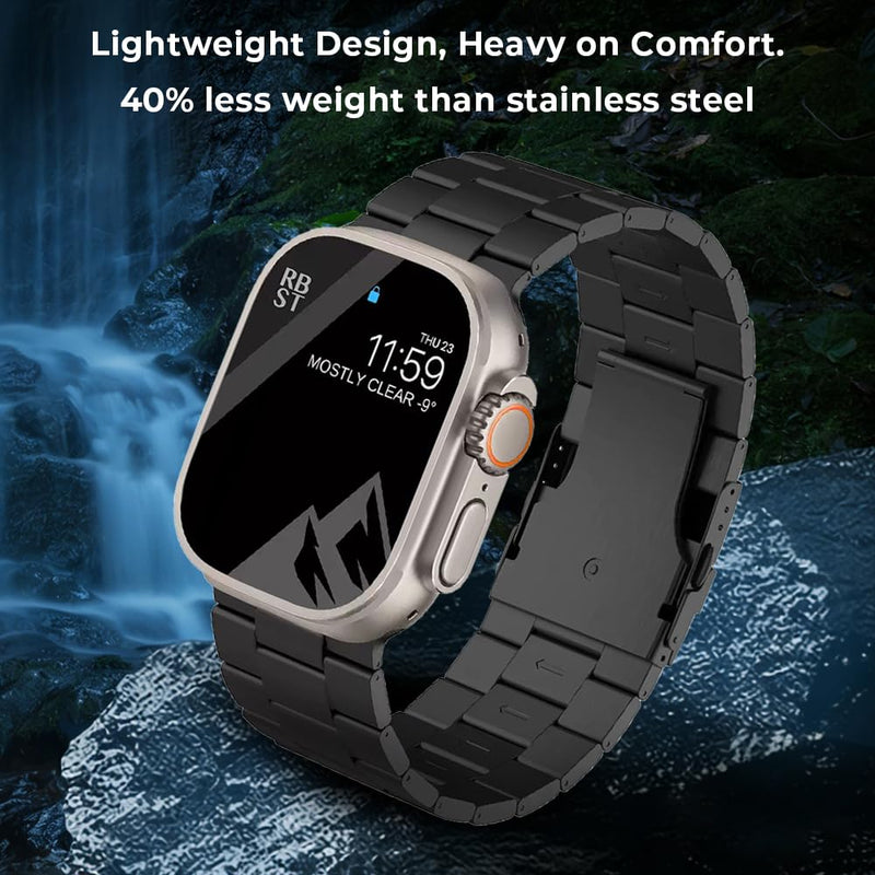 26mm Wide Rugged Titanium Band for Apple Watch Ultra 3/2/1 49mm | Metal Strap for iWatch Series 11/10 46mm|Ultra Color Match,40% Lightweight,Skin-Friendly,Water Resistance,Fit Wrist 6.3''-9'' black 49/46/45/44/42mm (series 3 2 1)