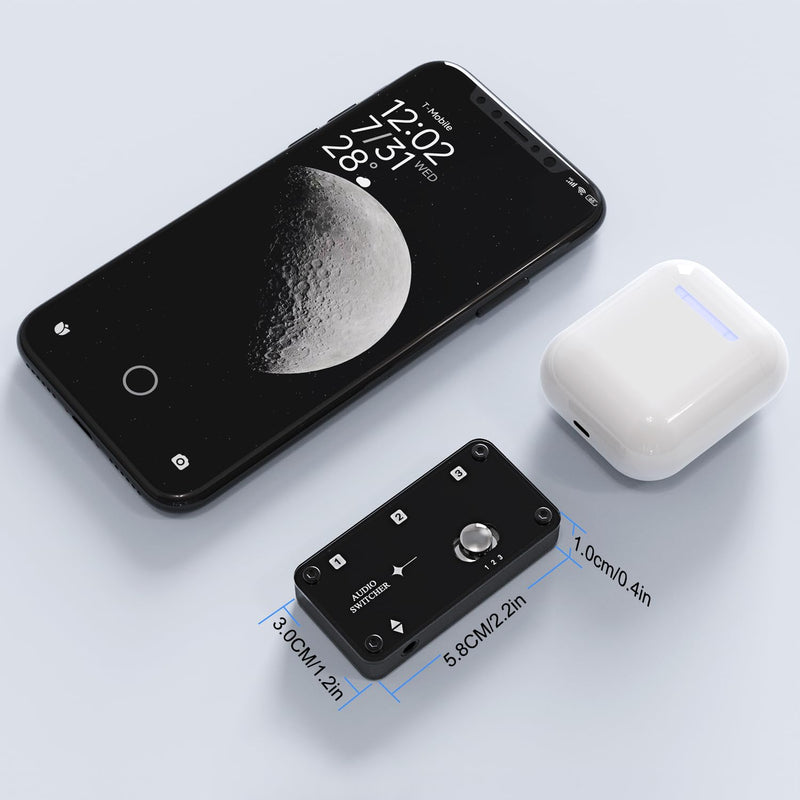 COOIDEA 3.5mm Stereo Audio Switcher Support 1 in 3 Out or 3 in 1 Out with 3.5mm Audio Cable, 3 Ports AUX Audio Speaker Selector for PC Phone Laptop Headphone