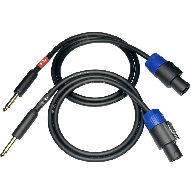 [AUSTRALIA] - CESS-118-3f Speakon Plug to 1/4 TS Plug 12AWG OFC Speaker Wire, 2 Cables (3 Feet) 