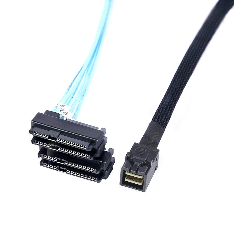 Mini-SAS to SAS-Cable: 0.5M SFF-8643 to SAS SFF-8643 to SFF-8482 Connector 4X SAS SFF-8482 with SATA Power Adapter Cable (1.6FT) 1.6FT 1Pack