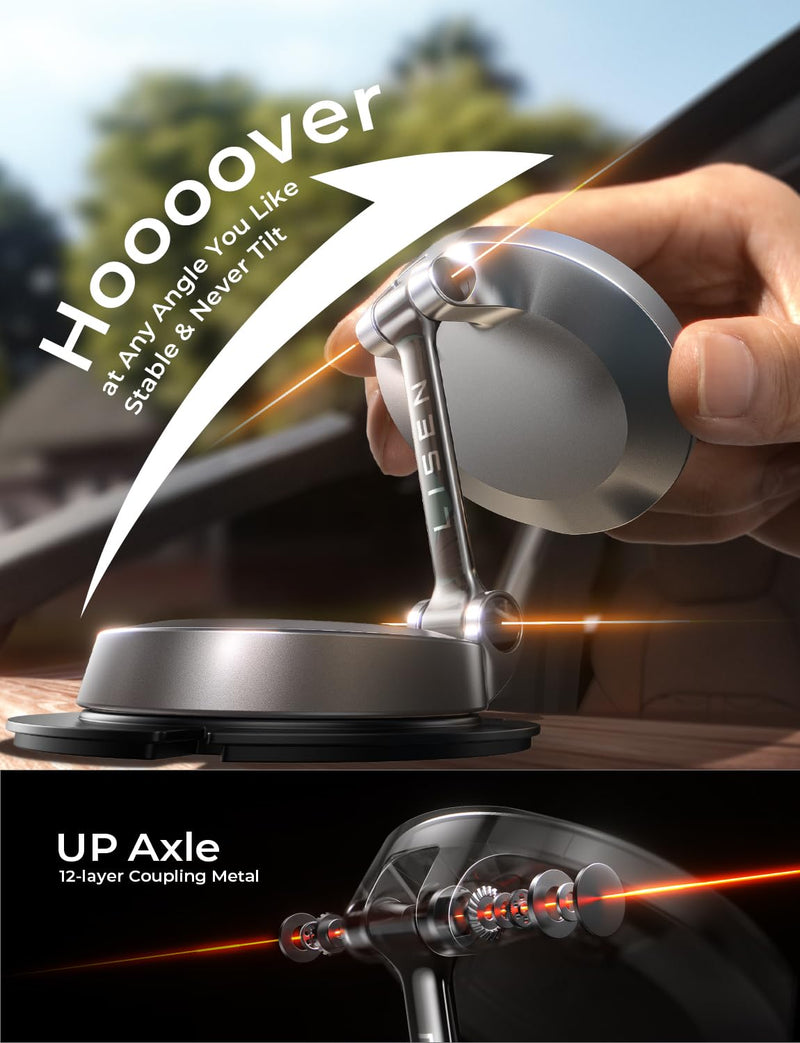 LISEN for Magsafe Car Mount Charger [Fastest Charging Speed] 15W Fast Charging Wireless Car Charger iPhone Car Mount, Phone Holder Mount for Car Dashboard for iPhone 15 Pro Max Plus 14 13 12 Mini Black