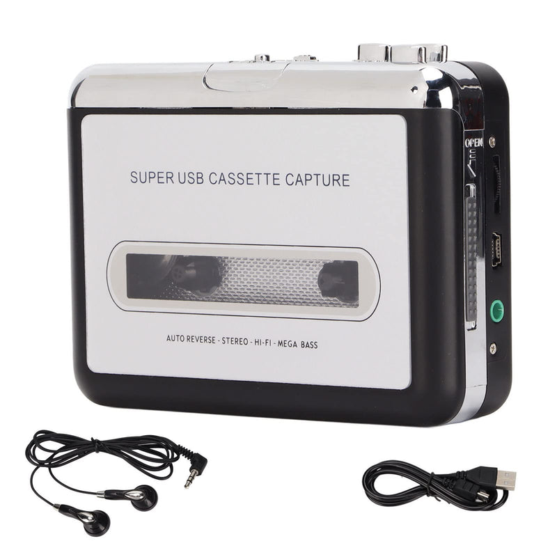 ASHATA Cassette to MP3 Converter Player, Portable Cassette Player with Headphones, 3.5mm Audio Jack, Convert Tapes to MP3 Cassette Tape Player for Laptop PC Car EC218