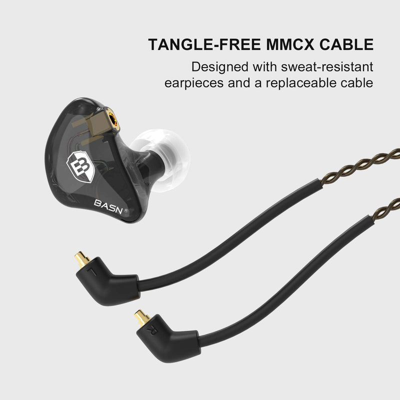 BASN Bsinger 2nd Generation in Ear Monitor Headphones for Musicians, Black | Sound Isolating Earphones with Dual Dynamic Drivers Detachable MMCX Cable