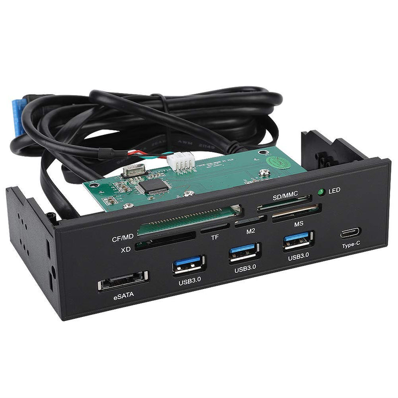 Bewinner 5.25inches Multifunction Internal Card Reader Dashboard PC Front Panel USB 3.0 Card Reader Internal with 3 USB 3.0 Ports Supports M2, MSO, SD, MS, XD, 64G CF Card
