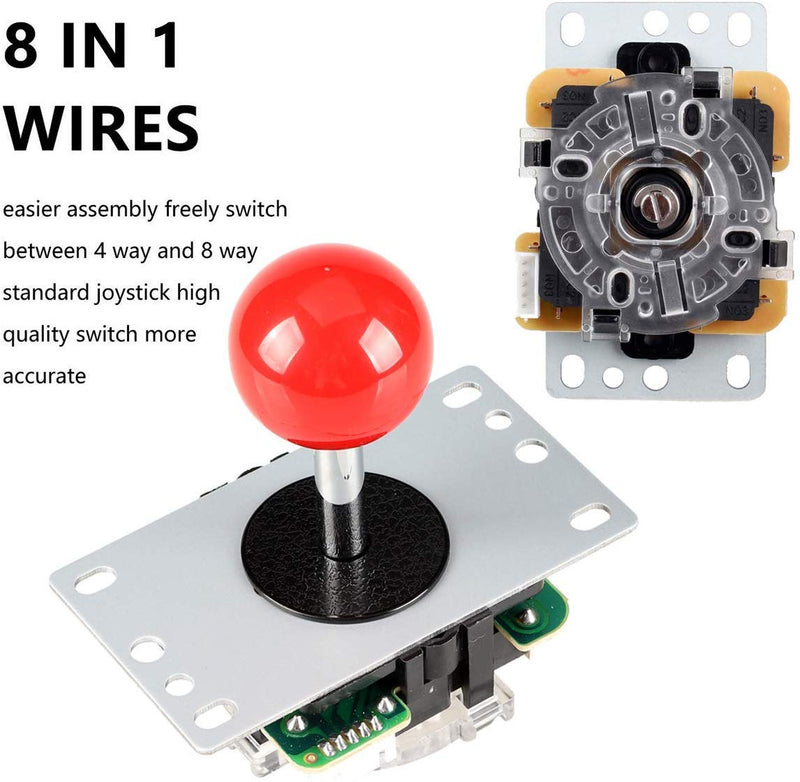 EG STARTS Arcade DIY Kit USB Encoder To PC Joystick + 8 Ways 5 Pin Stick + Chrome Plated LED Illuminated Push Button 1 Player & Coin Buttons For Arcade Mame Raspberry Pi 2 3 3B Games