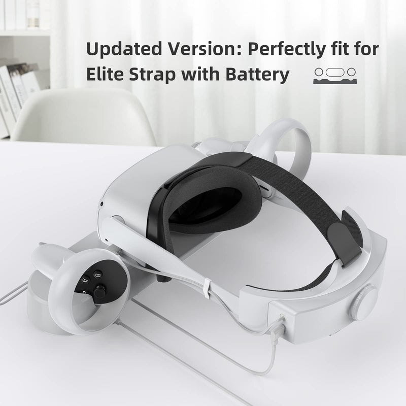 Smatree Oculus Quest 2 Charging Dock for Oculus Quest 2/Meta Quest2 | Charge Controllers and Headset Simultaneously,[Fit Elite Strap],with 2 Rechargeable Batteries(NO AC Adapter) [video game] charging dock for quest 2