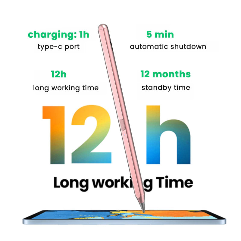 Stylus Pencil for Apple iPad 9th Generation, iPad Pro 2021 12.9/11 inch, iPad Pro 4th &3rd Generation, iPad 8th iPad Air 1/2 &Mini 6/5 Compatible Apple iPads 2018-2021 [Tilt Creative] (Rosegold)