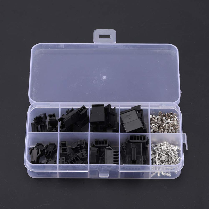 200pcs Sm Connectors, JST-SM Connector Kit Molex Pin Connectors 2.54 2/3/4/5-Pin Male Female Wire Bridge Pin Header Housing Set, black