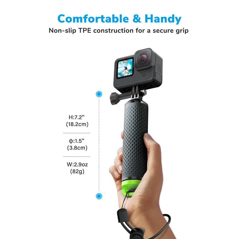 Floating Handle Grip Floaty Stick Waterproof Handler Accessory Compatible with GoPro Hero 13, 12, 11, 10, 9, 8, 7, 6, 5, 4, Session, 3+, 3, Hero(2018), Max, DJI Osmo Action Cameras (Green) Green