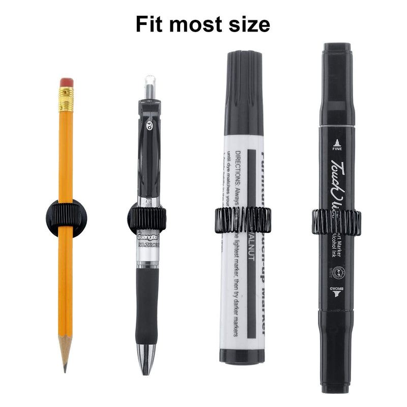 Pen Holder Clips Manganese Steel Pen Holder Self Adhesive Pen Pencil Organizer with Adjustable Spring Loop for Refrigerator Whiteboard Erase Board and Bulletin Board Map (10) 10