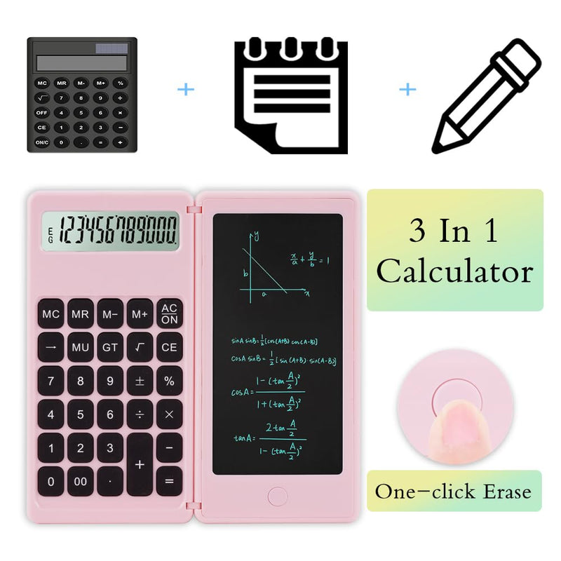 Calculator，Pink Kawaii calculators Desktop with Writing Screen, Large Display, and Quiet Design - Ideal for Students and Office Workers (Pink) pink