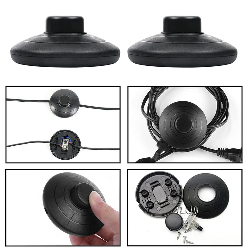 OMIGA Foot Switch Lamp Cord Switch with Push Button Self-Locking for 2 or 3 Core Cable Floor Lights and Small Appliances or Lamps Light Switch Black a