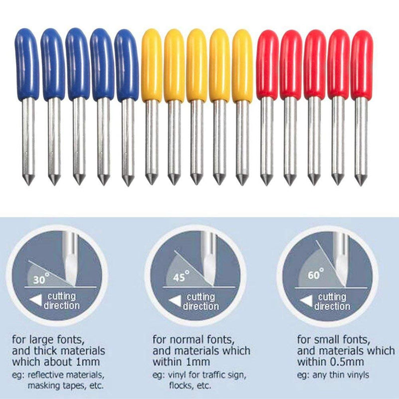 GAOHOU 15pcs 30/45/60 Degree Vinyl Cutter Blade for Roland Cutting Plotter with Blade Holder - Tool Accessories Drill Bits - 15 x Blades for Cutting Plotter