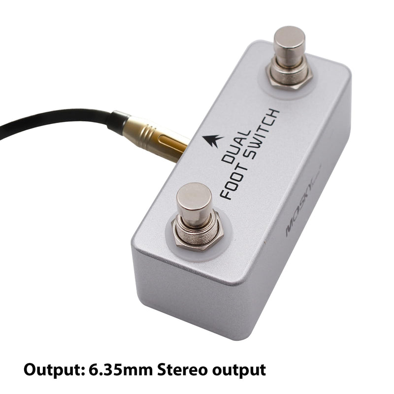 Dual Footswitch Amp Channel Footswitch Locking Function Aluminum Alloy 6.35mm Stereo Output Latching Foot Switch Pedal for Amplifiers Effects Pedals Drum Machines
