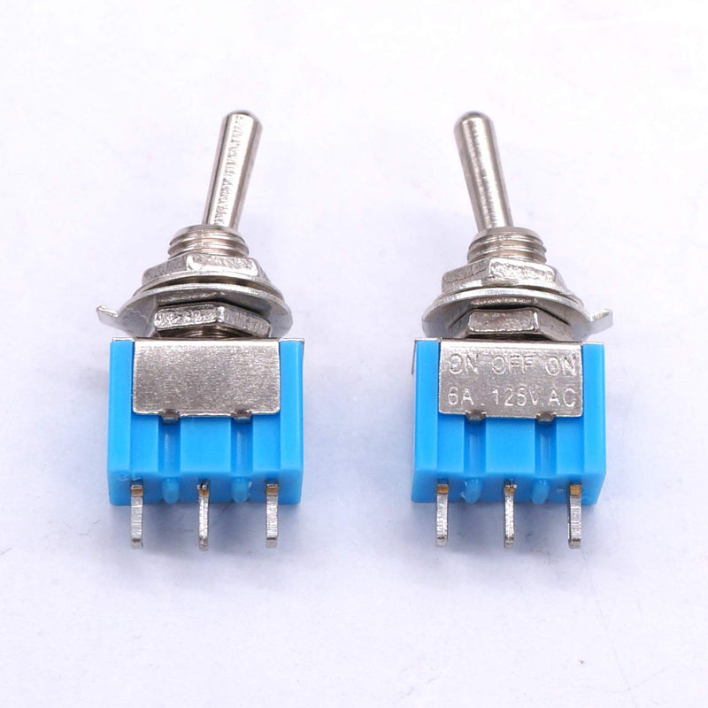 [AUSTRALIA] - Taiss / 10 pieces blue mini toggle switch on/off 3 position SPDT 3 pin MTS-103 3pin ON / OFF / ON 