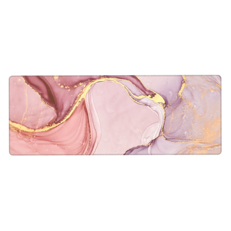 Rose Gold Marble Mouse Pad Abstract Pink Desk Mat 31.5x11.8 Inch Marbled Texture Non-Slip Rubber Base Large Rose Gold Mousepad Stitched Edges Keyboard Mouse Mat Desk Pad for Office Home Game Rose Gold Marble