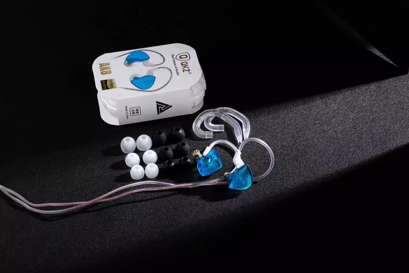 Pro in Ear Monitor Headphones with Silicone Protector for Musicians, Singers, Drummers, HiFi Wired Earbuds, IEM cable with mic, IEMs (Glass Texture Blue-Purple) Blue Purple AK8