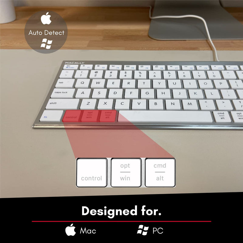 Keyboard for Mac and Windows, Macally Apple Wired Keyboard Compatible - Slim, Space-Saving Design USB Keyboard with Numeric Keypad - Budget-Friendly Laptop, MacBook, iMac Keyboard Replacement