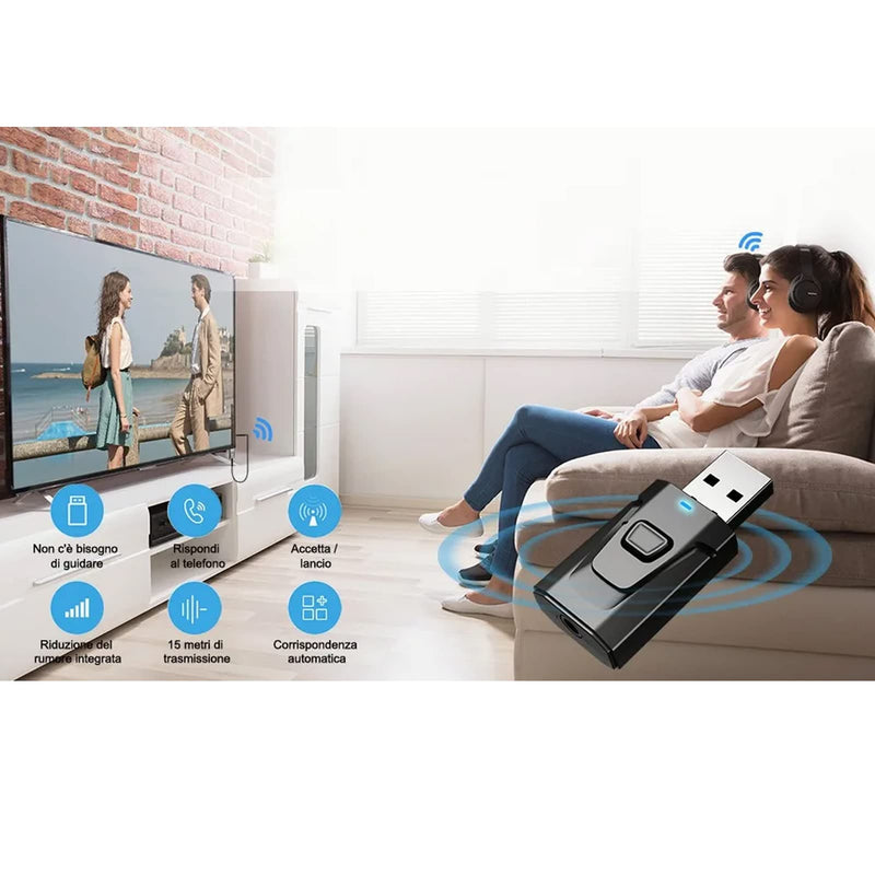 [AUSTRALIA] - Bluetooth Transmitter, 4 in 1 USB Bluetooth5.0 Receiver Clear Sound Quality Plug and Play Stable Audio Adapter 