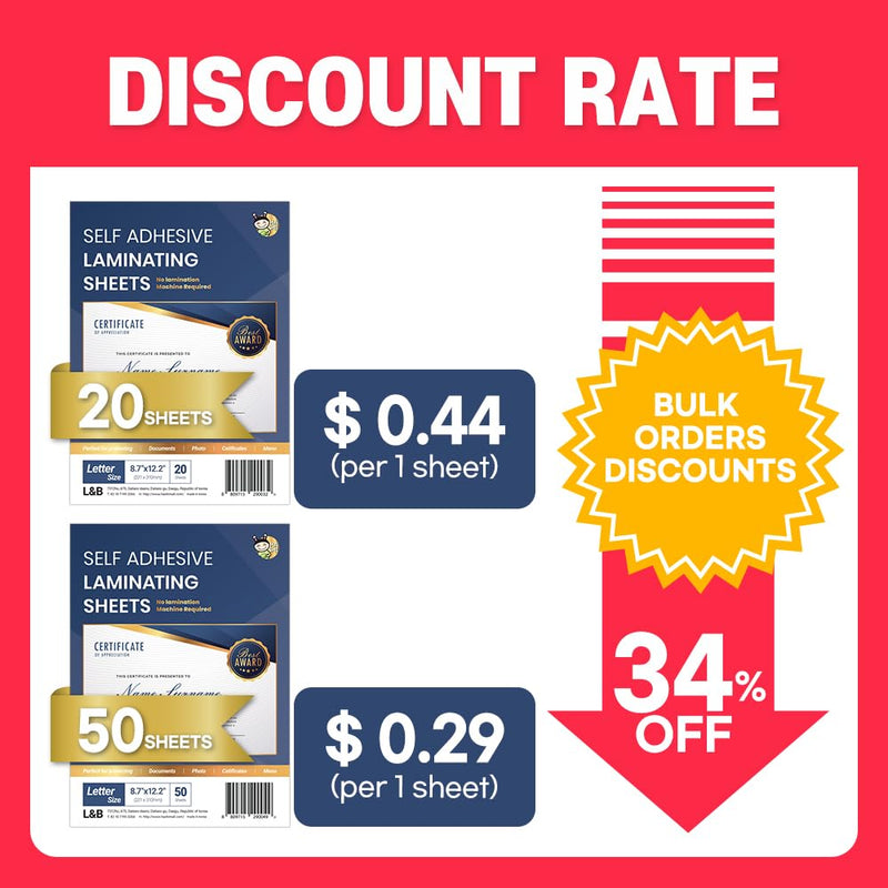 [AUSTRALIA] - No Heat Laminating Sheets Self Sealing 8.7 x 12.2 Inch, 20 Pack, 4mil Thickness, Transparent, No Machine Self Adhesive Laminating Sheets, Protect documents and Photos [Letter Size] by HA SHI Letter Sizes 20 Sheets (Letter Size, 9x12 Inch) Transparent 