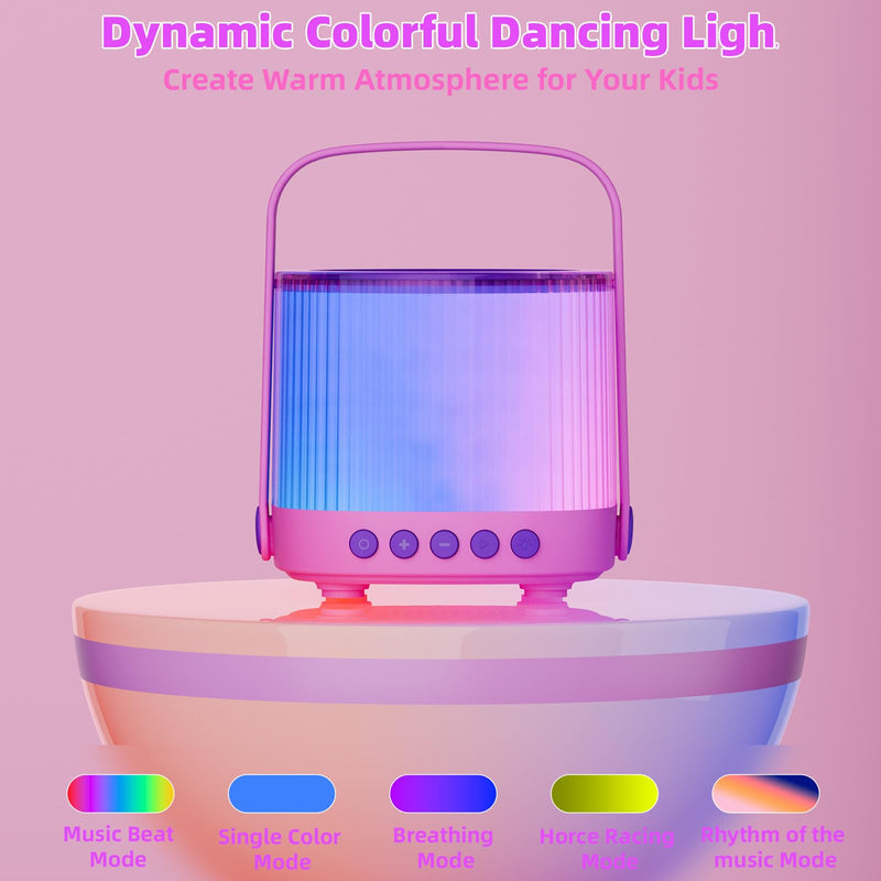 Karaoke Machine for Kids Adults Portable Bluetooth 5.3 Speaker with 2 Wireless Microphones, Five LED Disco Lights Modes, Five Funny Sound Modes, for Girls Boys Home Party-Pink Pink