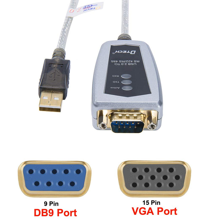DTECH 6 Feet USB to RS422 RS485 Serial Port Converter Adapter Cable with FTDI Chip Supports Windows 11 10 8 7 XP Mac 6ft