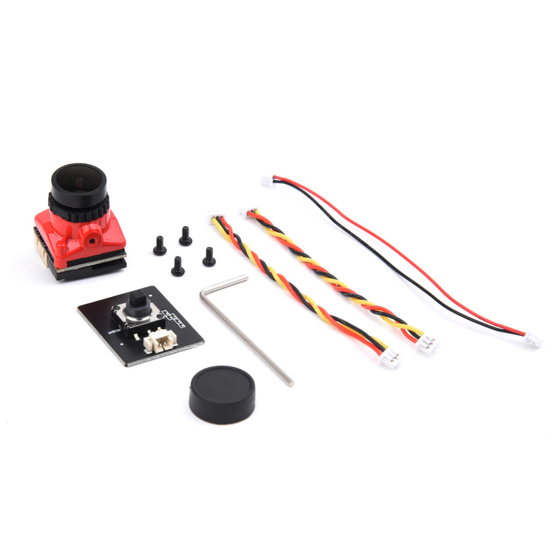 1800TVL FPV Camera Mini 2.1mm Lens 1/1.8 Camera 5V-40V PAL/NTSC Camera with OSD Internal Adjustable for RC FPV Racing Drone（Red） Red 1800TVL