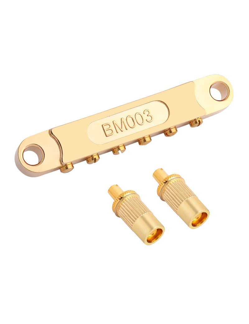 Holmer Tune-O-Matic Style Guitar Bridge Roller Saddles 6 String Gold Plated Compatible with LP Les Paul SG Style Electric Guitar Parts Replacement.