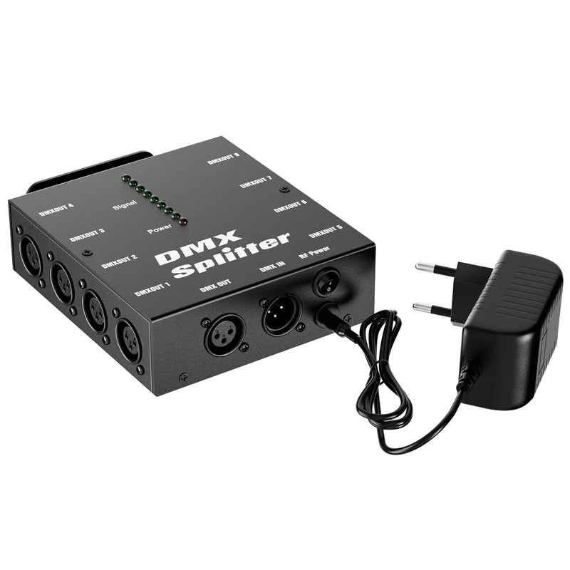 [AUSTRALIA] - 8-Way Isolated DMX512 Splitter Amplifier Distributor with 3-Pin Outputs XLR Signal Amplifier Transmitter Receiver for DJ Party LED Stage Lighting 1PCS 