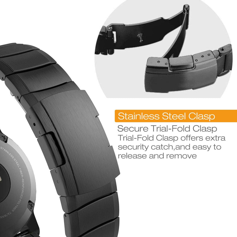 Abanen Titanium Quick Fit 22mm Watch Band for Garmin Fenix 8 / epix Pro/Tactix 8 (47mm), Lightweight Metal Wrist Strap with Stainless Steel Buckle for Fenix 7/6/5,Descent G2 Black