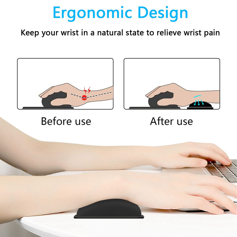 Mouse Wrist Rest, Ergonomic Memory Foam Mouse Wrist Support, Leather Hand Rest Pad Cushion for Gaming, Office, Computer, Laptop, Wireless Mouse, Men, Women, Pain Relief & Easy Typing,Black Black PU Wrist Rest